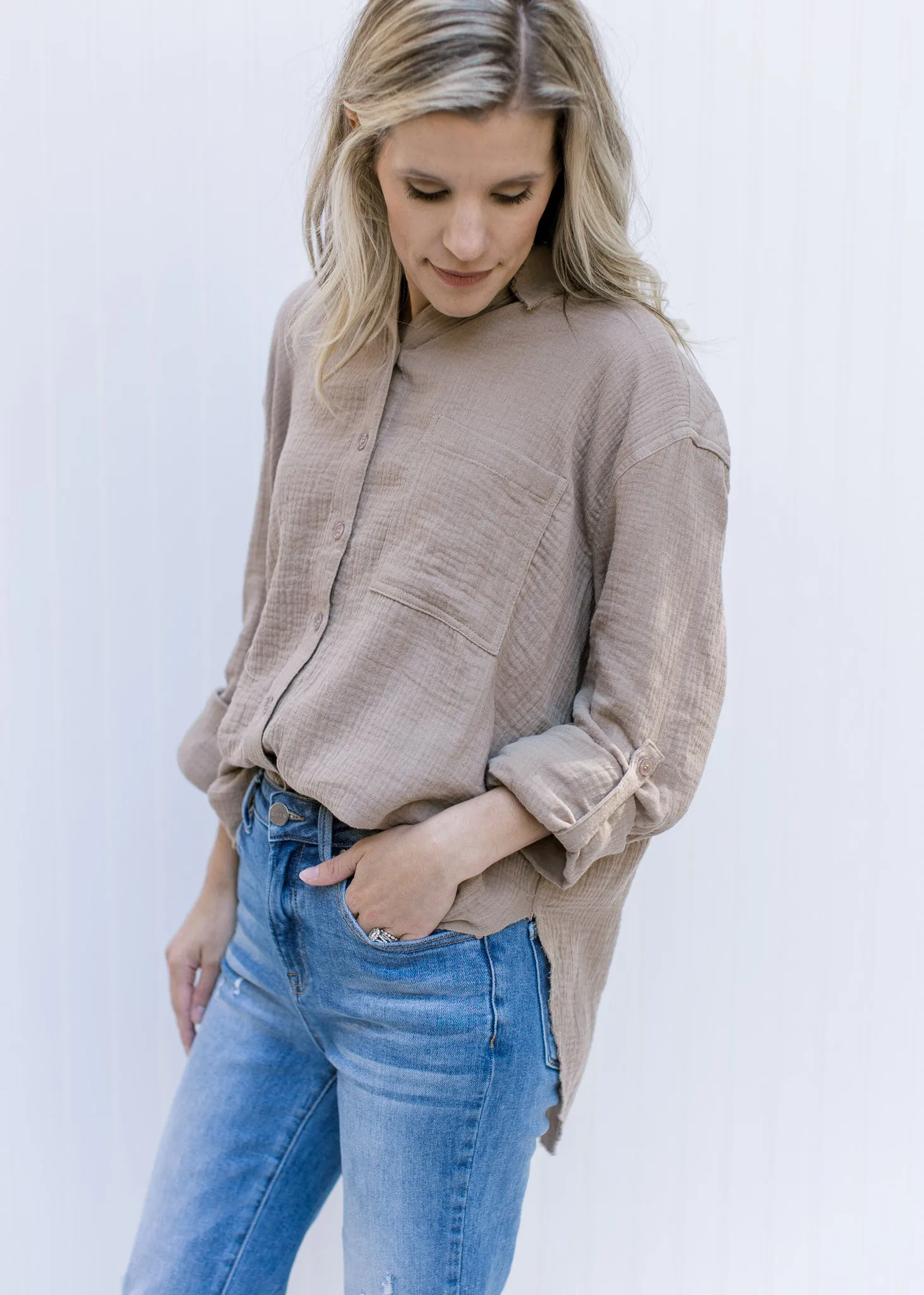 Gauze Taupe Top