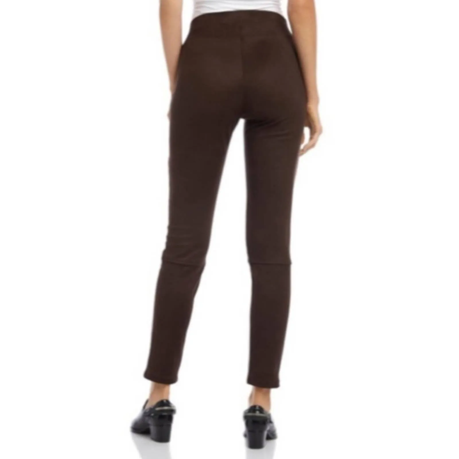 Karen Kane Faux Suede Moto Pants Brown Large