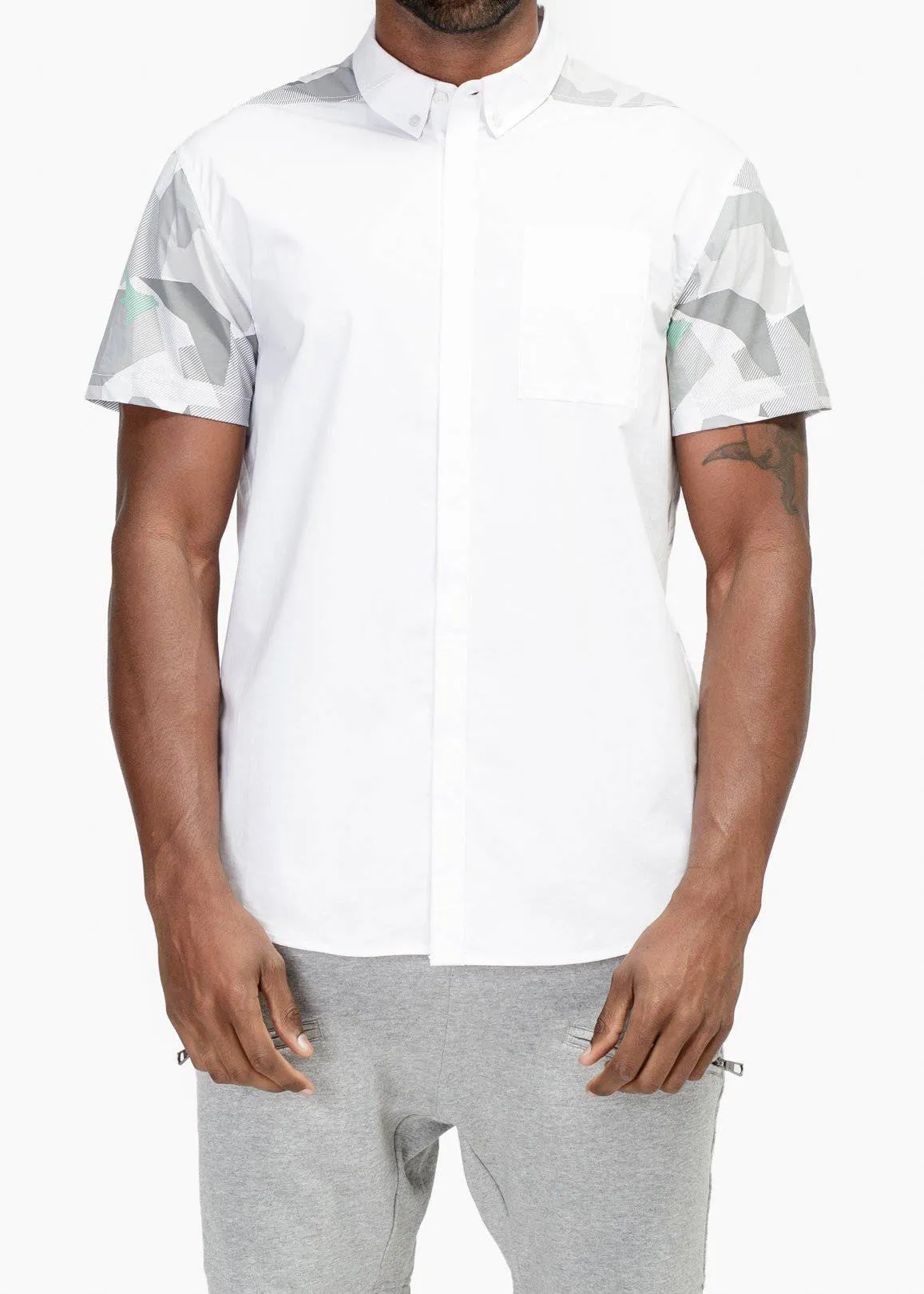 Konus Men's Short Sleeve Button Down Shirt in White