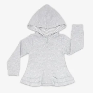 Light Heather Gray Peplum Hoodie