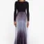 Long Sleeve Ombre Charmeuse Pleat Dress