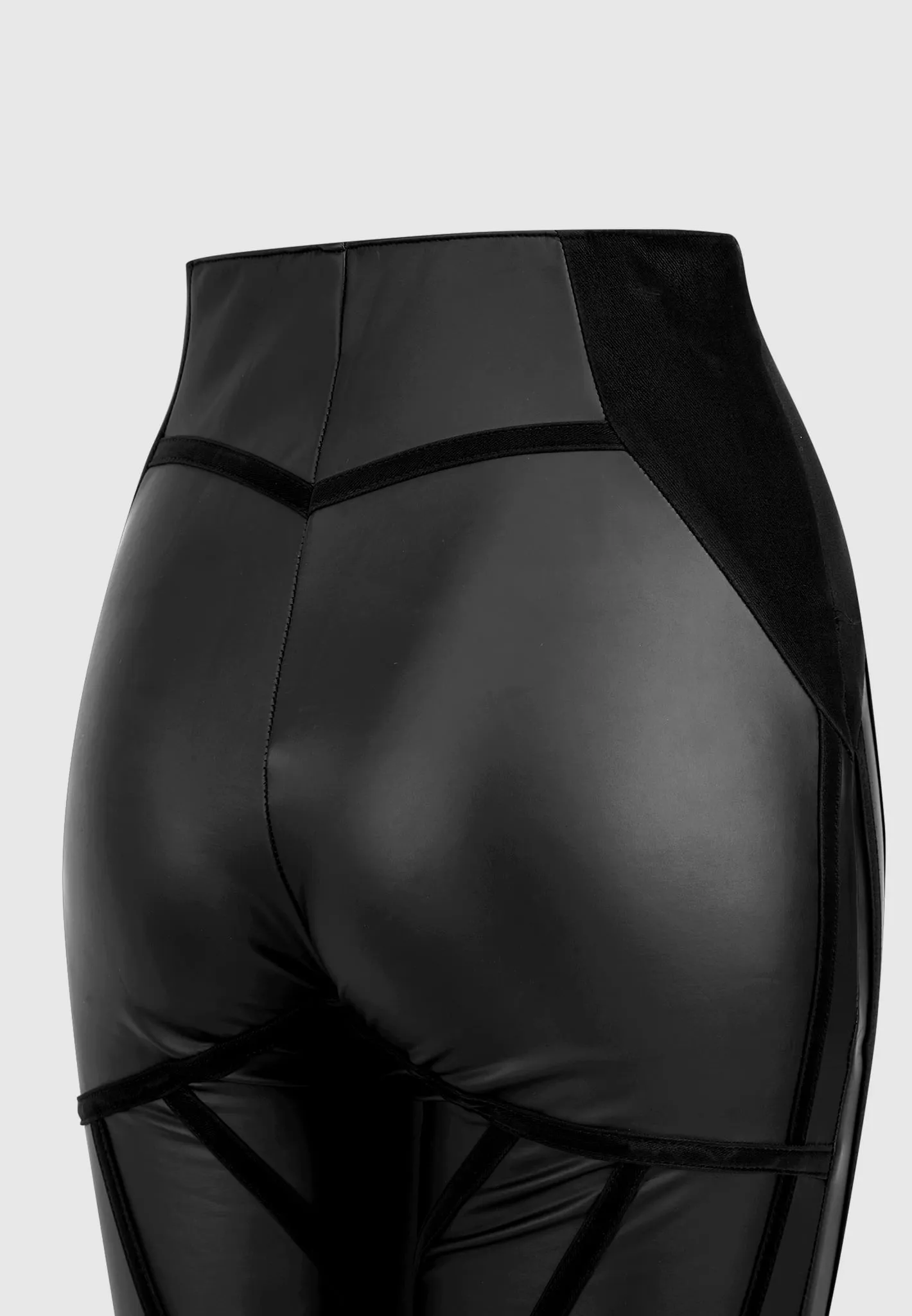 Matte Leather Contour Leggings - Black