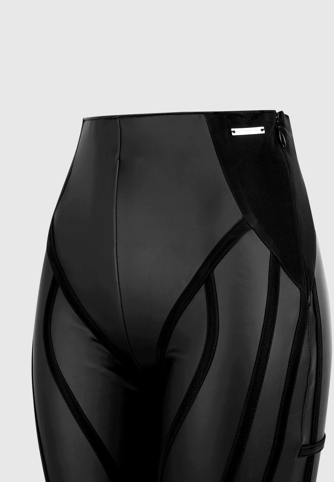 Matte Leather Contour Leggings - Black