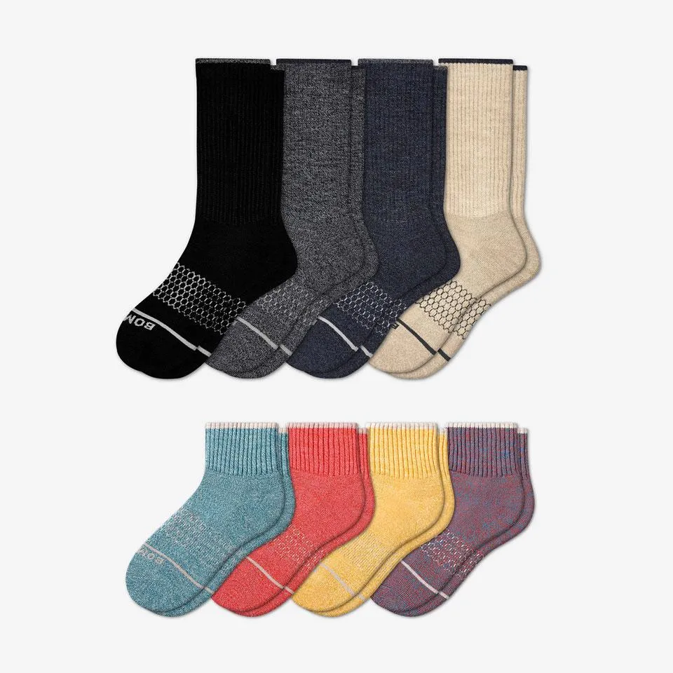 Men's Merino Wool Calf & Quarter Sock 8-Pack