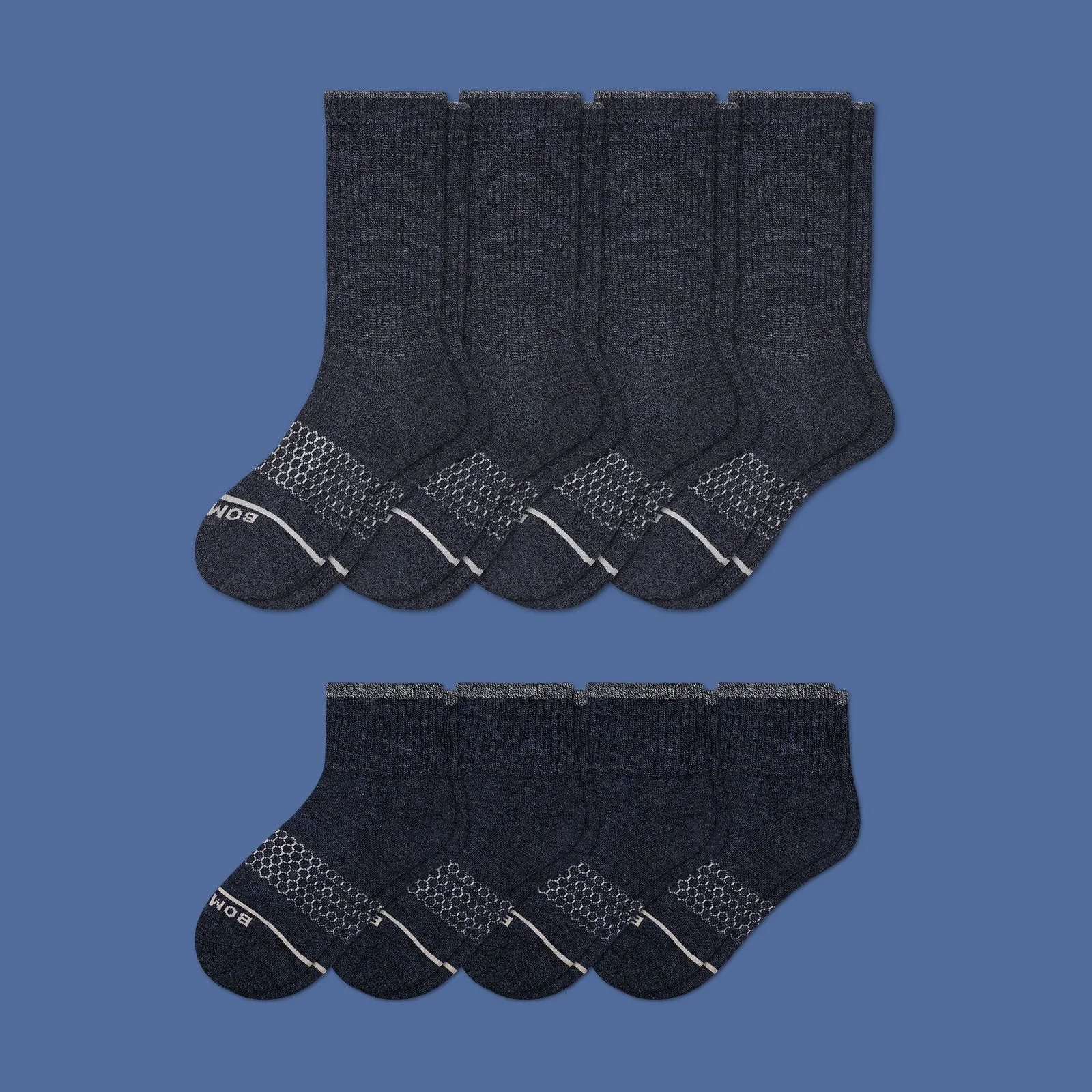 Men's Merino Wool Calf & Quarter Sock 8-Pack