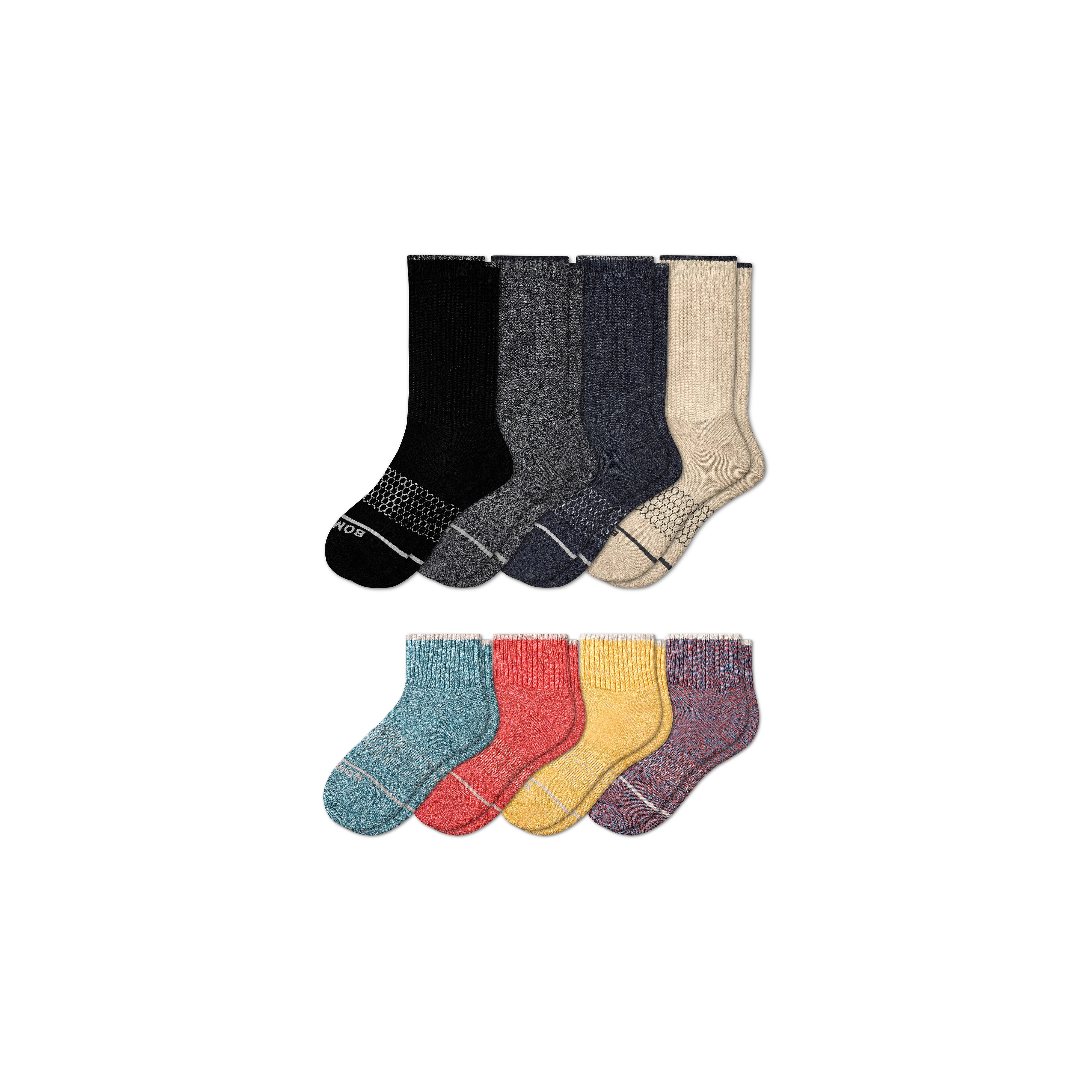 Men's Merino Wool Calf & Quarter Sock 8-Pack