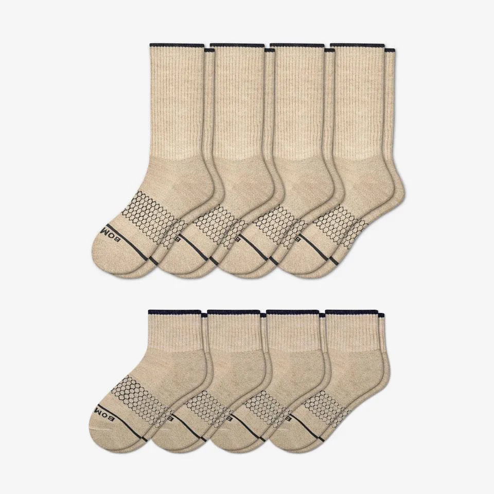 Men's Merino Wool Calf & Quarter Sock 8-Pack