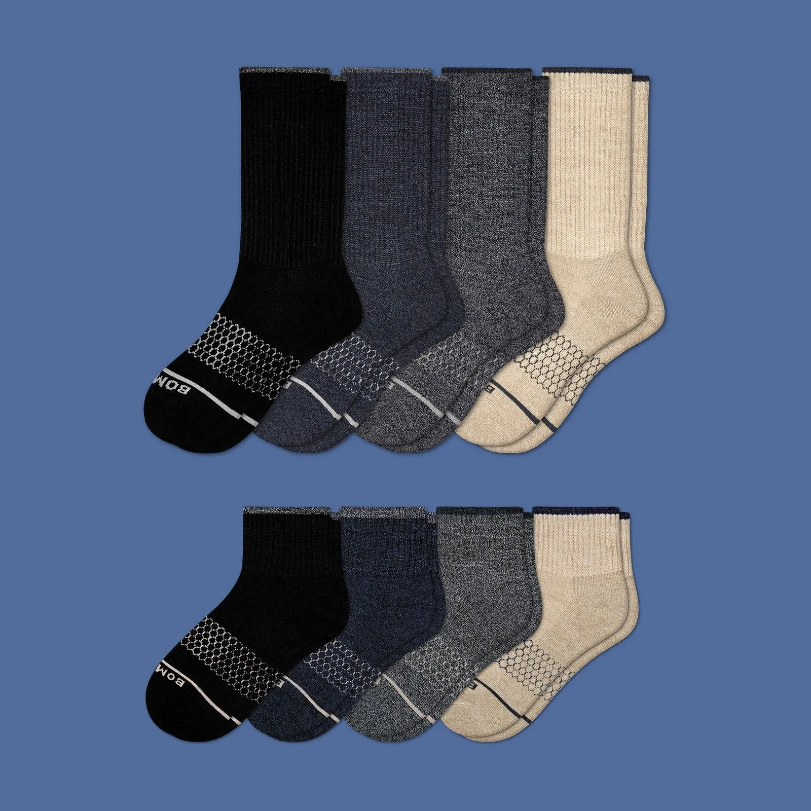 Men's Merino Wool Calf & Quarter Sock 8-Pack