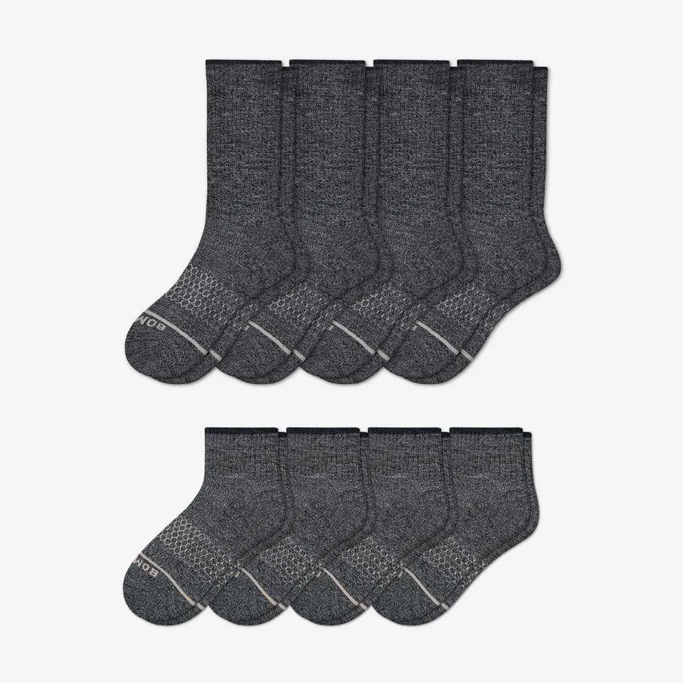 Men's Merino Wool Calf & Quarter Sock 8-Pack