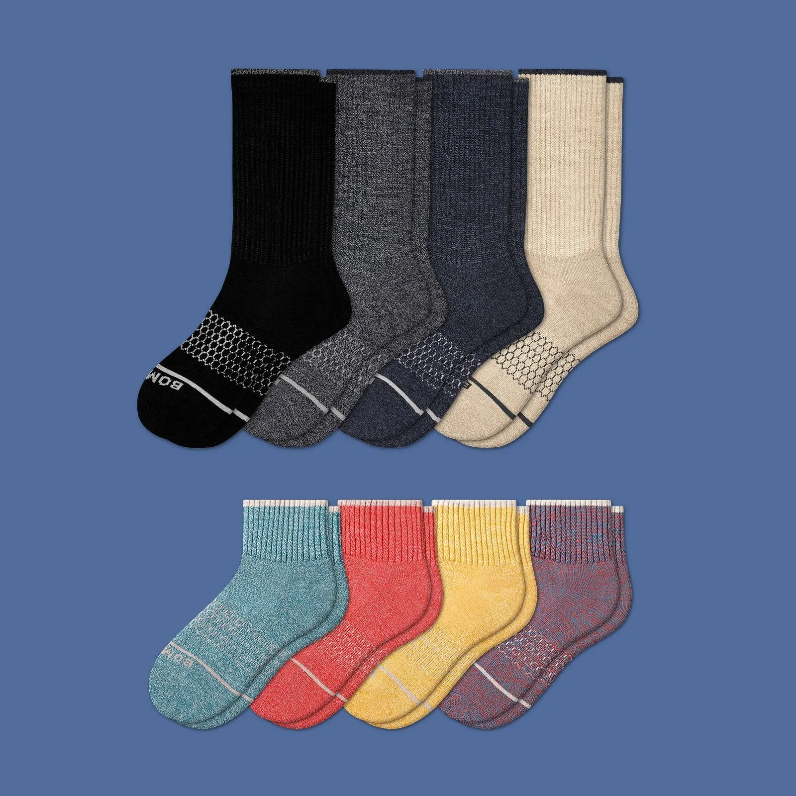 Men's Merino Wool Calf & Quarter Sock 8-Pack