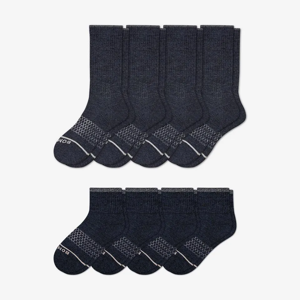 Men's Merino Wool Calf & Quarter Sock 8-Pack