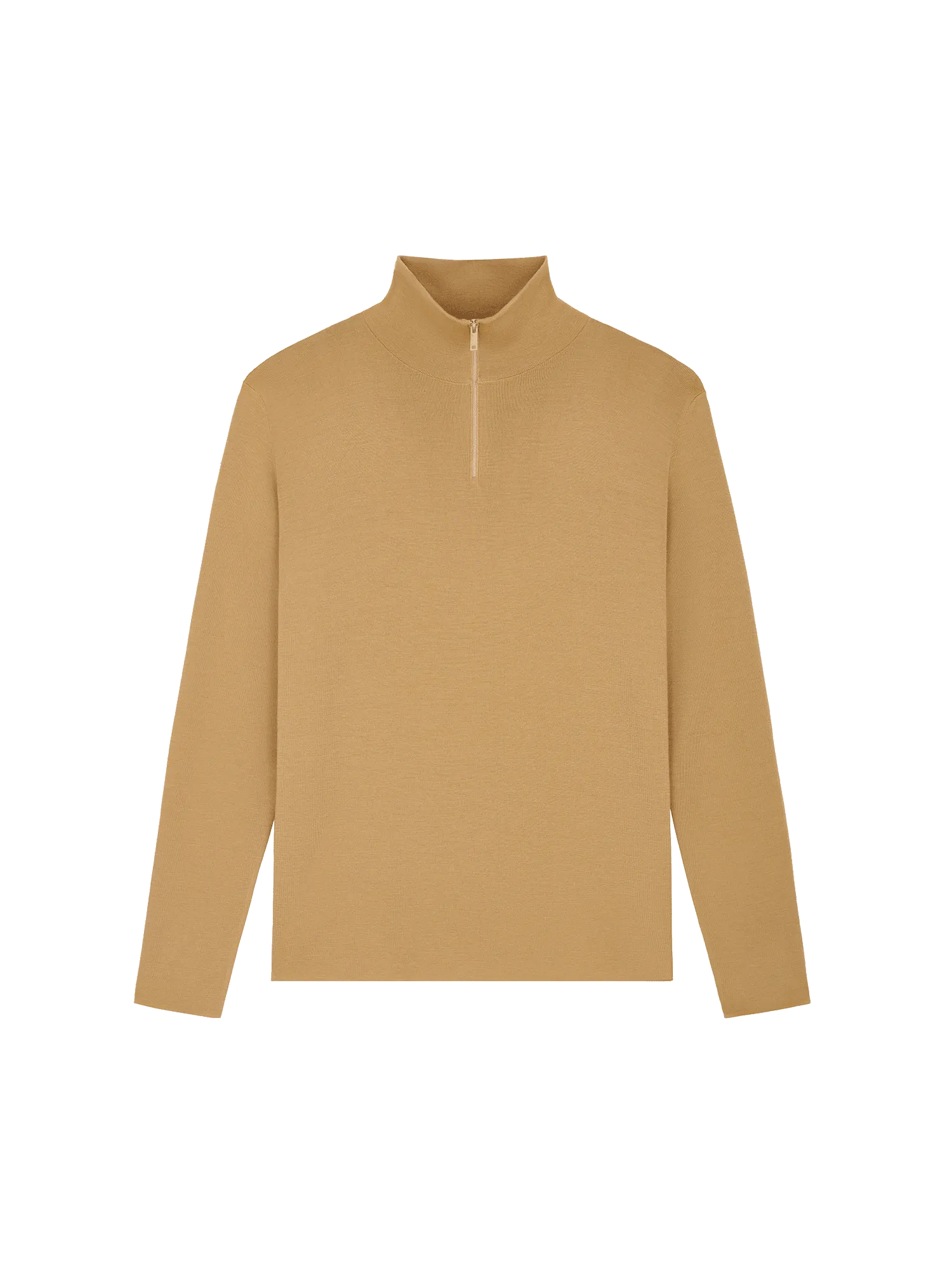 Mens Regenerative Merino Wool Half-Zip Sweater—camel