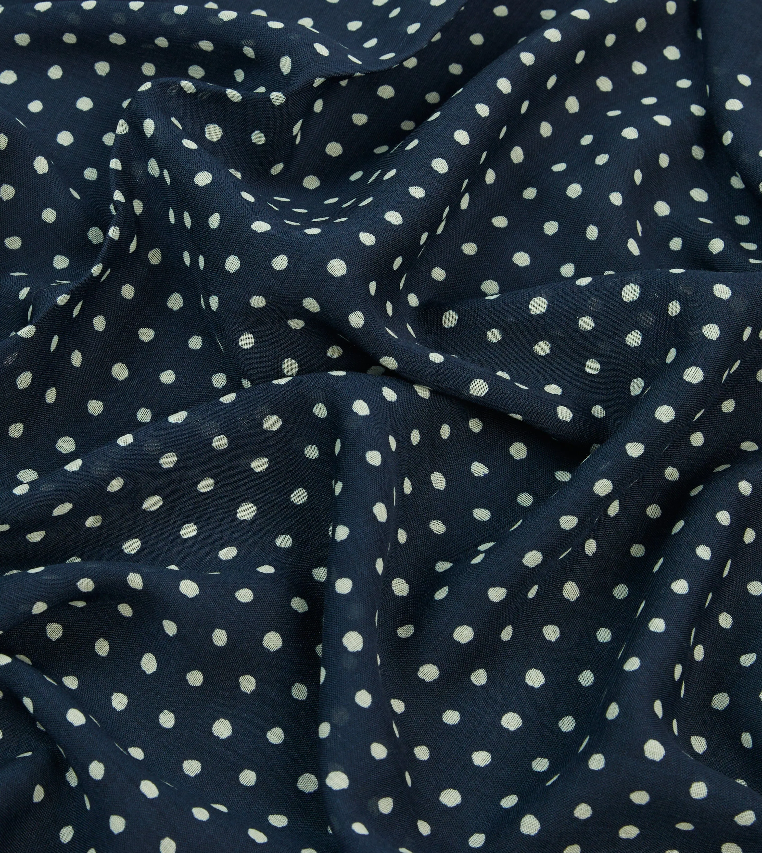 Navy Polka Dot Wool Scarf