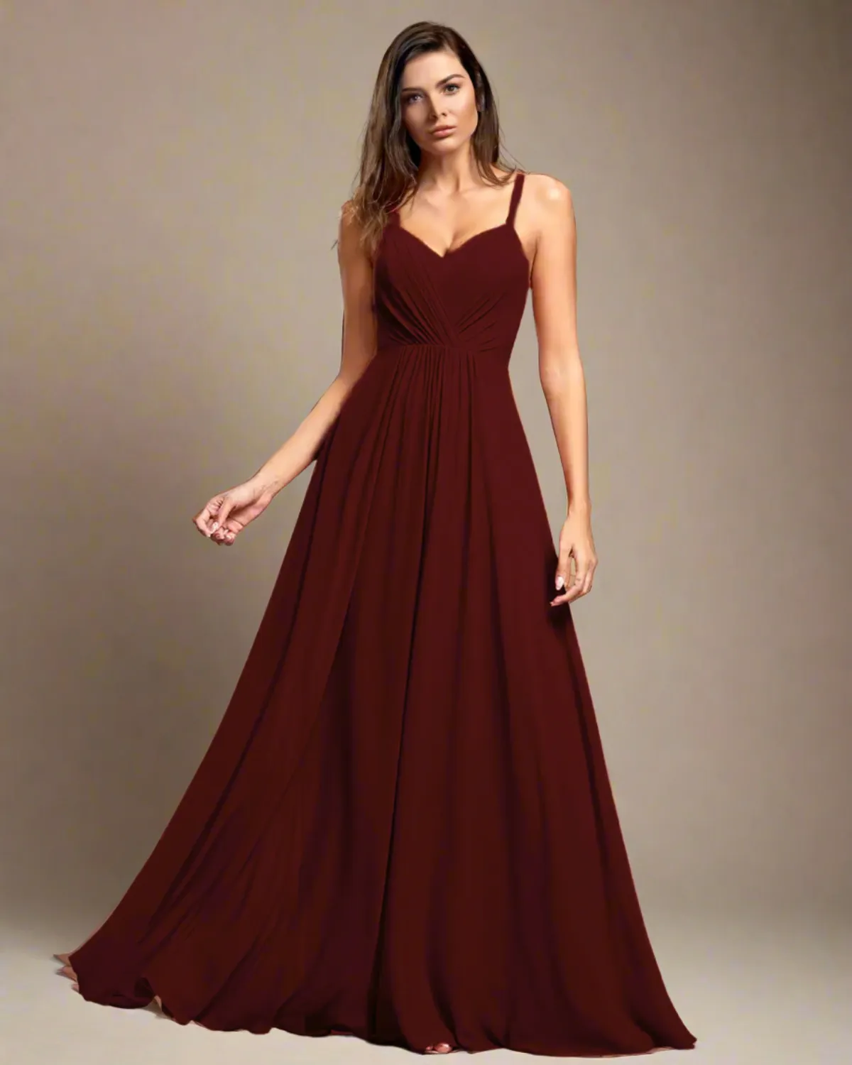 Odette Pleated Backless Burnt Orange Maxi Formal Dress