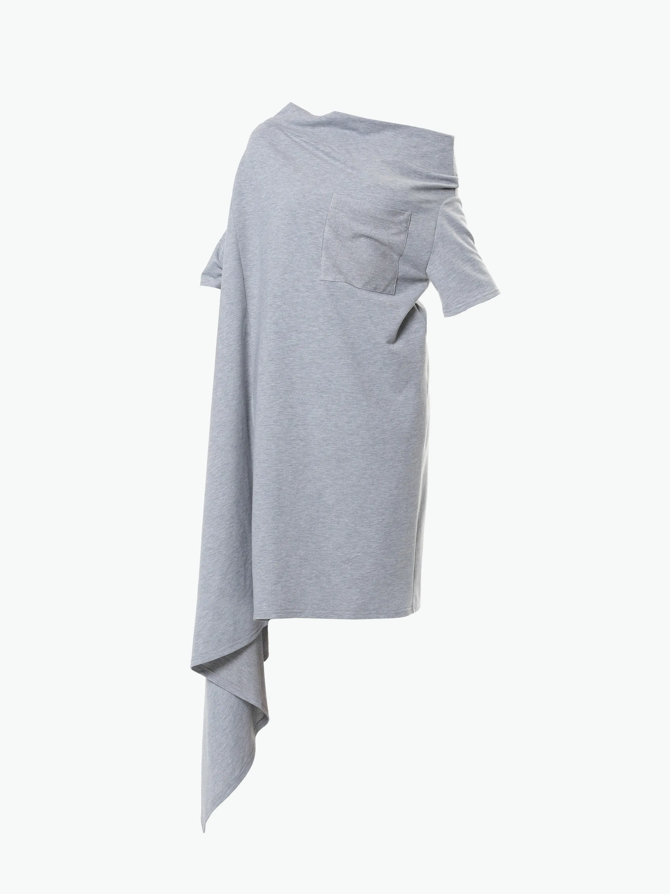 Oversize Open Shoulder Gray Dress