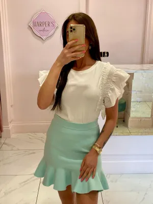 Pollyanne Mint Peplum Knit Skirt