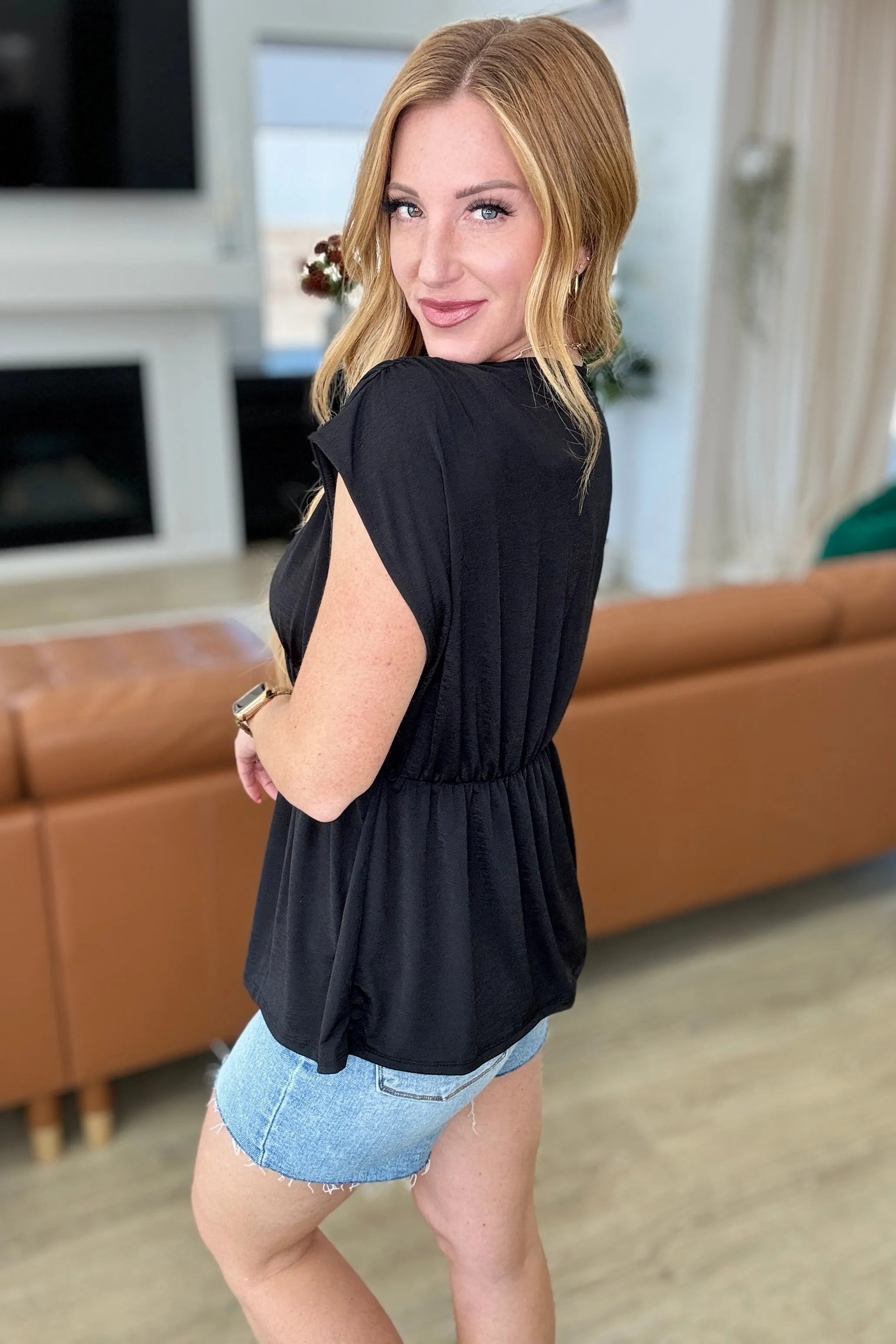 Rhea Peplum Top in Black - 4/19