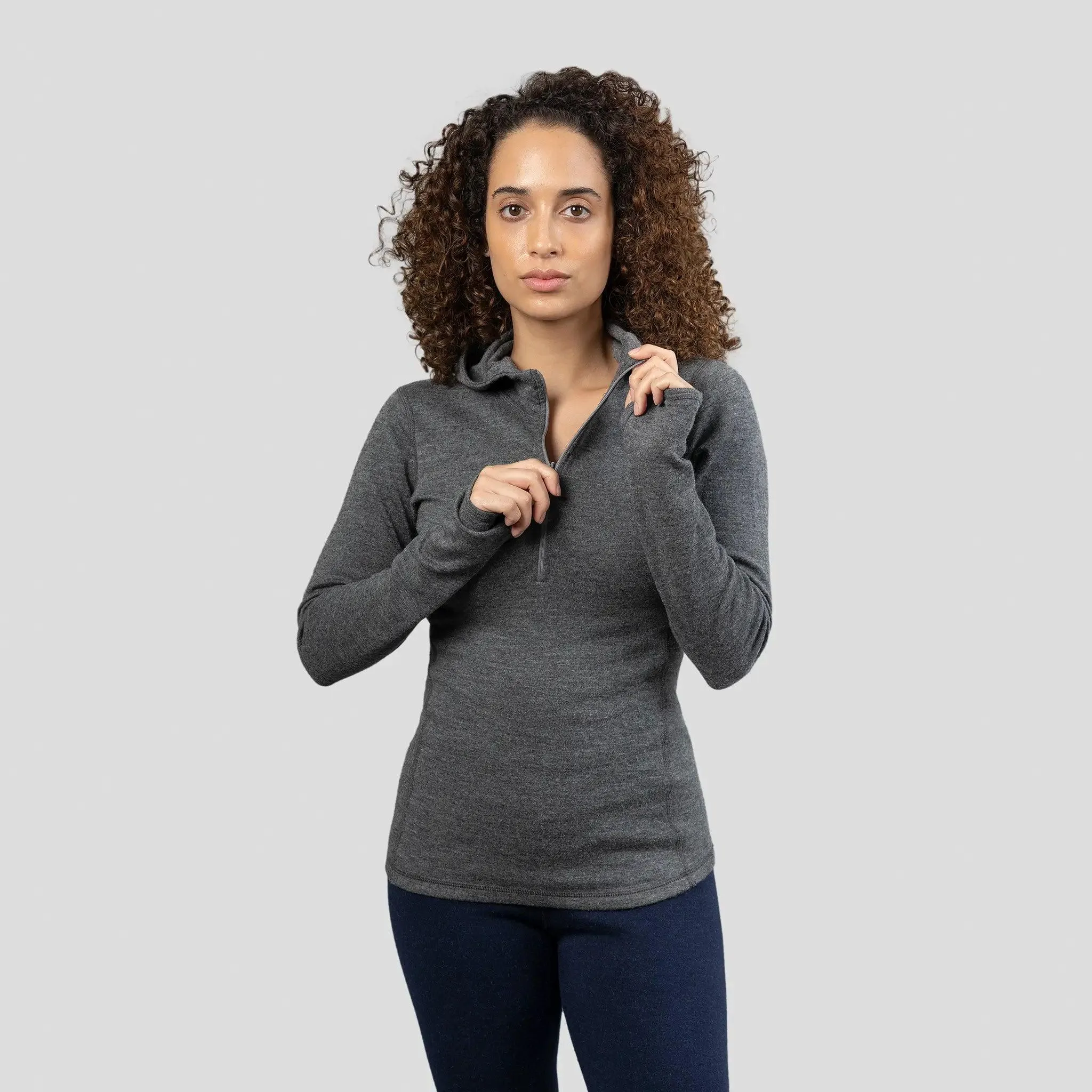 Women's Alpaca Wool Hoodie: 300 Lightweight Half-Zip