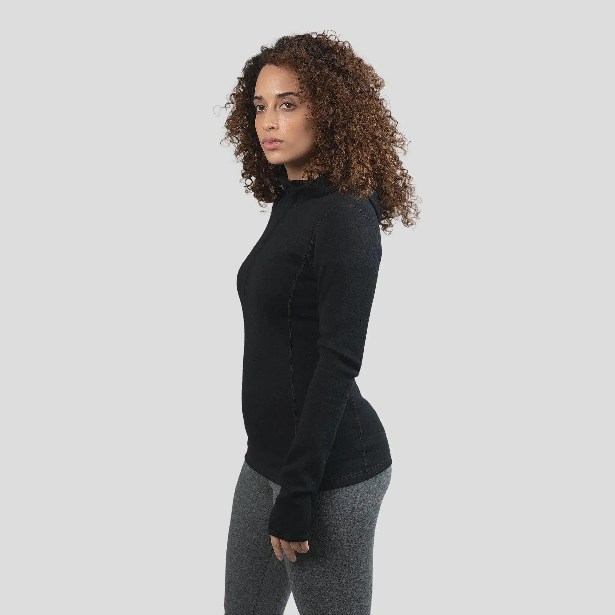 Women's Alpaca Wool Hoodie: 300 Lightweight Half-Zip