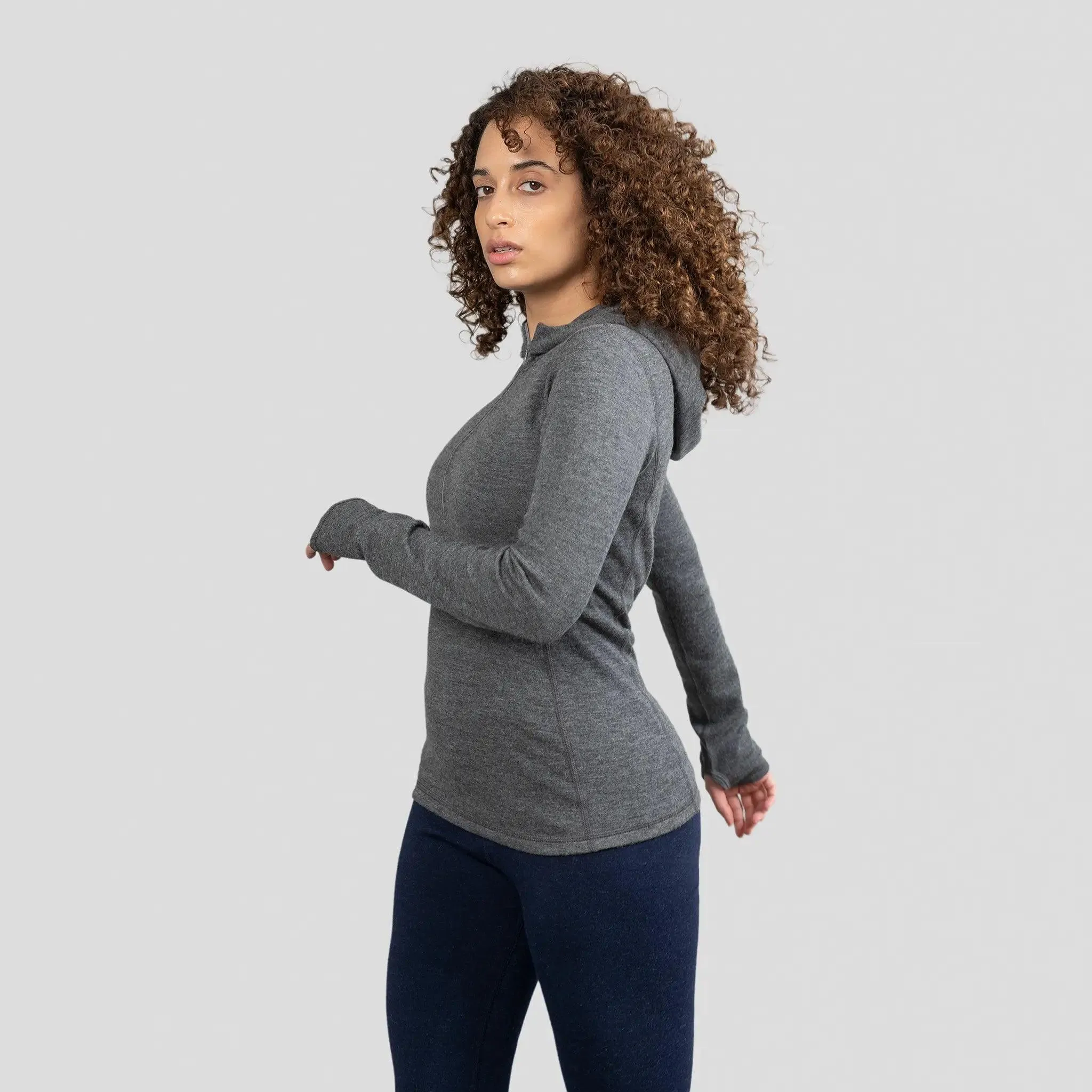 Women's Alpaca Wool Hoodie: 300 Lightweight Half-Zip