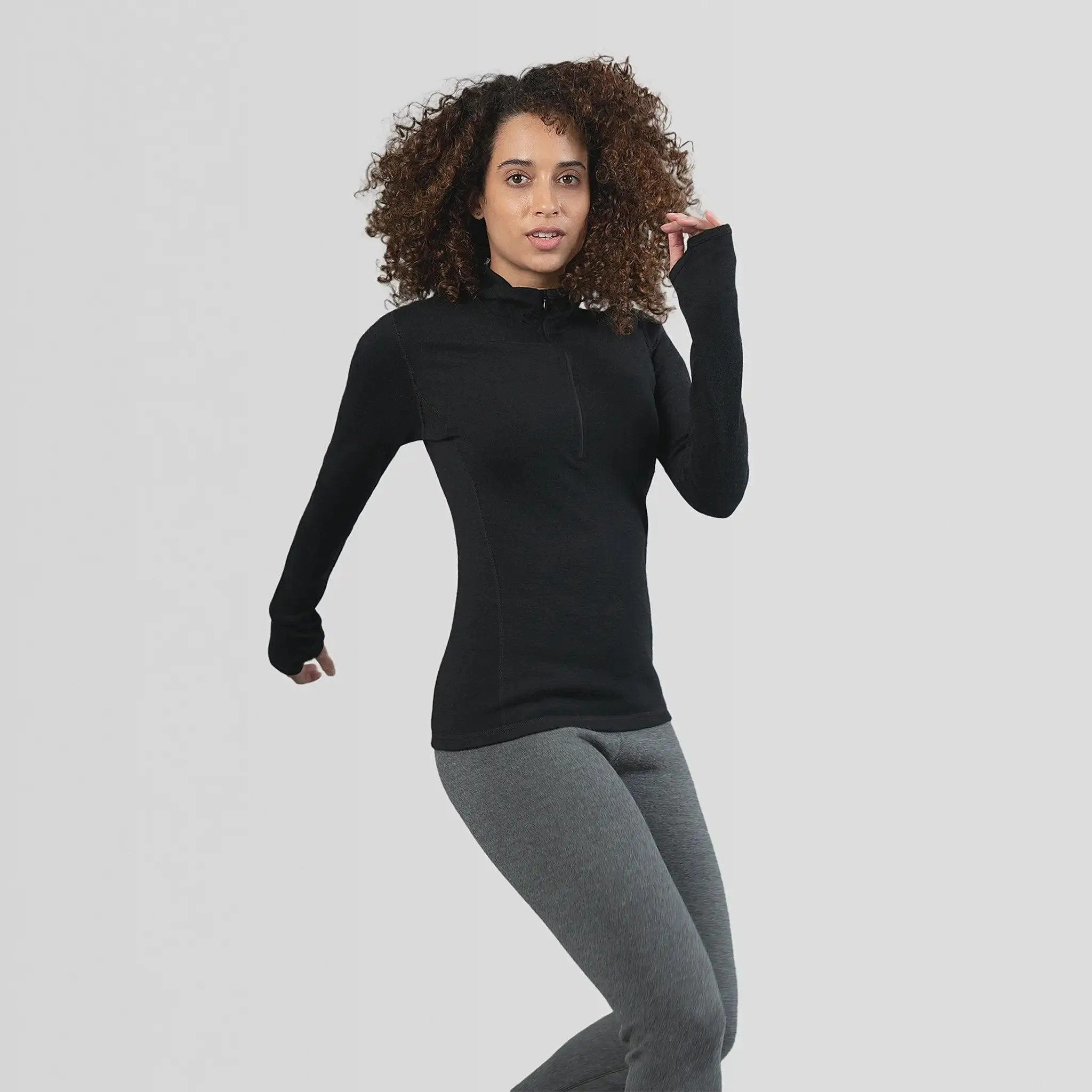 Women's Alpaca Wool Hoodie: 300 Lightweight Half-Zip