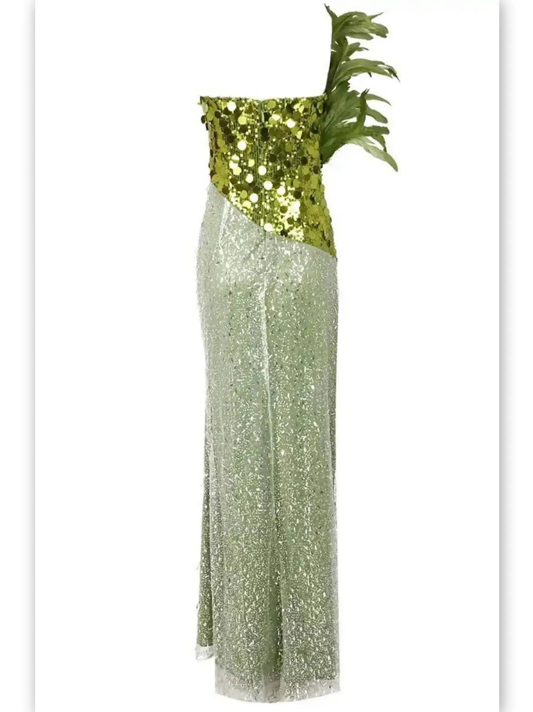 Women’s Draped Chain, Feather and Sequin-Embellished Maxi Dress