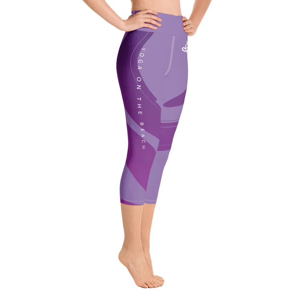 Yoga on the Beach (YOTB) - Purple - Capri Yoga Leggings with waistband