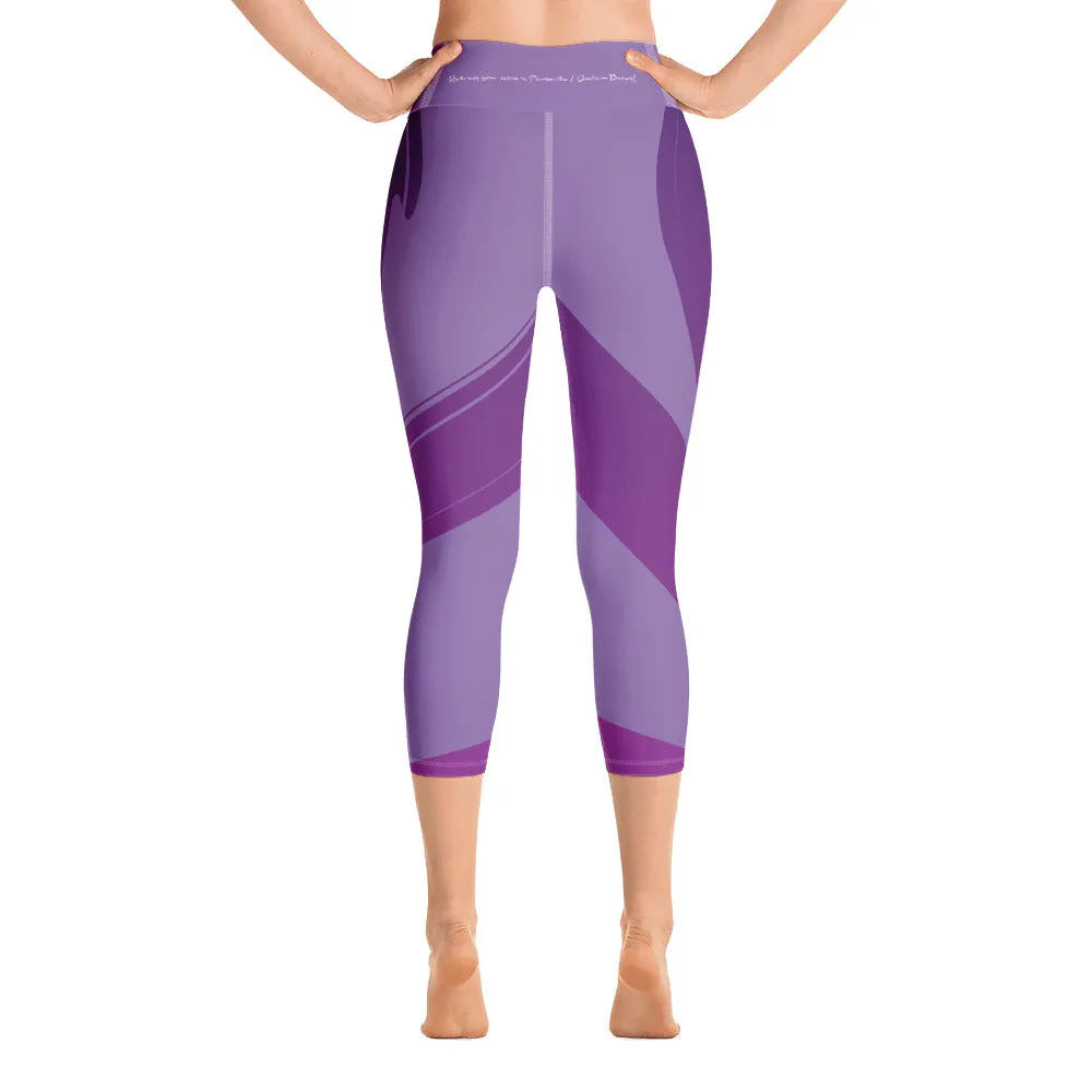 Yoga on the Beach (YOTB) - Purple - Capri Yoga Leggings with waistband